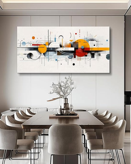 KELIYUAN Abstract Geometry Print Red Yellow Blue Minimalist Art Home Decor Abstract Modern Art Canvas Print Suitable For Living Room Bathroom Bedroom Wall Decor Can Be Hung Directly 20x40 Inches