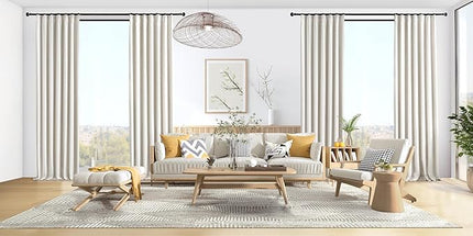 IVAPUPU Linen Pinch Pleated Blackout Curtains for Bedroom - 100% Black Out Natural Curtains 102 Inch Long 2 Panel for Living Room Darkening Thermal Insulated Thick Window Drapes with 16pc Hooks