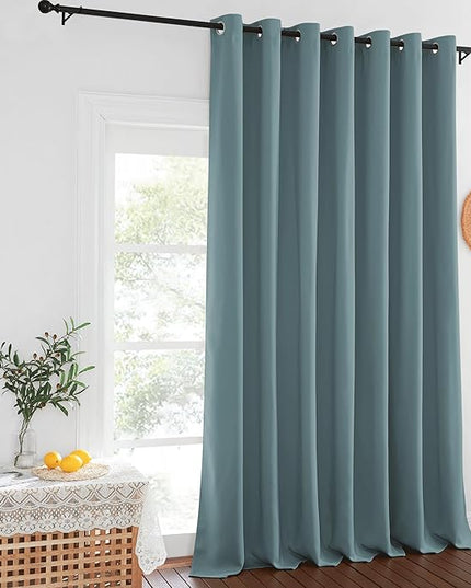 NICETOWN Greyish Blue Blackout Curtains for Bedroom/Living Room 132 Inch Length - Thermal Insulated Room Darkening Grommet Top Window Curtains (100 by 132 - Inch, 1 Panel)