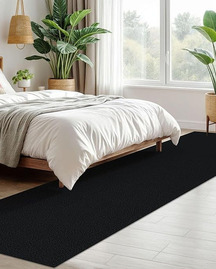 KOZYFLY Washable Runner Rug 2x10 ft Hallway Kitchen Runner Rugs with Rubber Backing Bobo Non Slip Entryway Runner Indoor, Long Carpet Runners for Hall Kitchen Entryway, Black