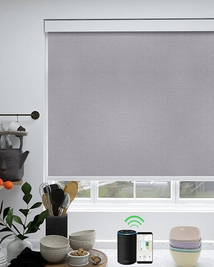 ZSHINE Motorized Blackout Roller Blinds Customize Width Remote Control Wireless and Rechargeable Window Roller Shades for, Home, Office, Hotel, Restaurant and Cinema(82067P)