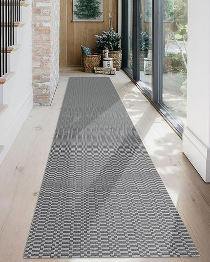 KOZYFLY Washable Runner Rug 2x12 ft Hallway Kitchen Runner Rugs with Rubber Backing Non Slip Entryway Runner Indoor, Extra Long Carpet Runners for Hall Kitchen Entryway, Grey/Charcoal Grey