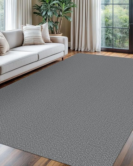 KOZYFLY Washable Area Rug for Living Room 6x9 Ft Non Slip Rubber Backed Bedroom Rug Braided Cotton Dining Room Rug, Large Floor Carpet for Living Room Dining Room, Grey