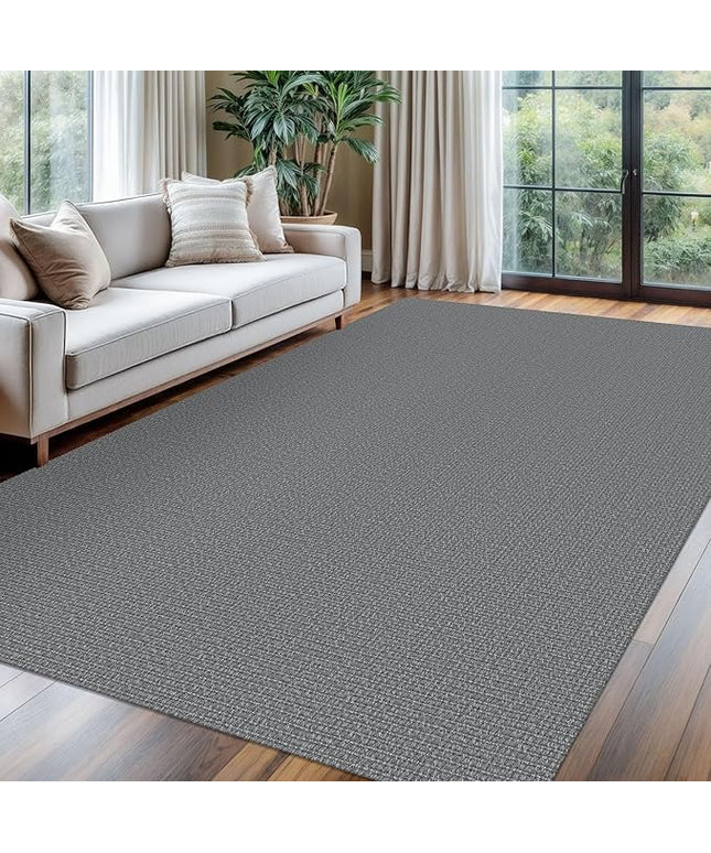 KOZYFLY Washable Area Rug for Living Room 6x9 Ft Non Slip Rubber Backed Bedroom Rug Braided Cotton Dining Room Rug, Large Floor Carpet for Living Room Dining Room, Grey
