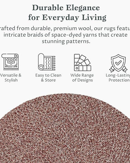 Seasons SE75 Summer Red 6' x 6' Round - Braided Area Rug, Home Decor, Floor Mat or Bedroom Rug - Easy Care, Ideal for High Traffic Areas in Hallway and Living Room - Made in USA
