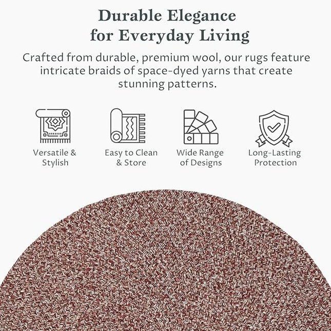 Seasons SE75 Summer Red 4' x 4' Round - Braided Area Rug, Home Decor, Floor Mat or Bedroom Rug - Easy Care, Ideal for High Traffic Areas in Hallway and Living Room - Made in USA