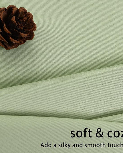 JIUZHEN Short Curtains Kitchen Half Window Blackout Curtains with Tiebacks for Baseroom Shadows, Grommet Curtains for Living Room, Set of 2 Window Curtain Panels, 42 x 36 Inch Length，Light Green