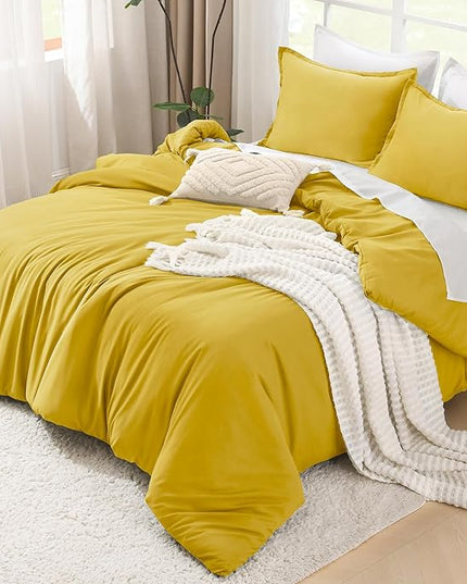 Litanika Mustard Yellow Comforter Set Twin/Twin XL Size, 2 Pieces Lightweight Solid Bedding Comforter Set, All Season Fluffy Bed Set (66x90In Comforter & 1 Pillowcase)