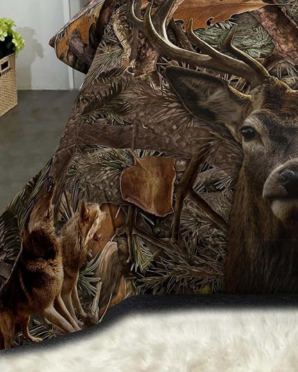 NINENINE Deer Comforter Set,Boys Twin Bedding Sets,Camo Comforter Sets,Twin Comforter Sets for Boys,Western Bedding Sets with 1 Comforter 1 Pillowcase