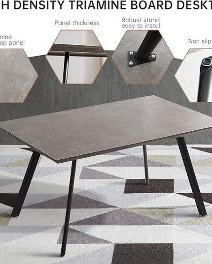 ZckyCine Modern 7-Piece Rectangular Wooden Dining Table Set with 6 Soft Dining Chairs in Grey, 46.5" (Depth), 35.4" (Width), 29.9" (Height), Antique Finish, Suitable for Dining Room