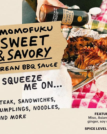 Momofuku Sweet & Savory Korean BBQ Sauce with Soy Sauce, Fresh Ginger, & Pear for Stir Fry, Barbecue, and Marinade; Galbi Style with Smoky, Savory-Sweet Flavor