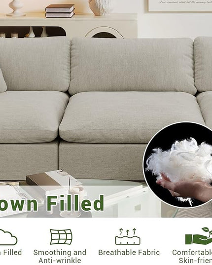 Cloud Modular Sectional Sofa,189.4" Down Filled Sofa 4 Seat with Chaise,Minimalist Sofa Cover Washable and Replaceable Couches for Living Room,Sectional Sofa Deep Seat