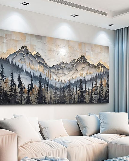 PHAOHUAXM Large Canvas Wall Decor For Bedroom Large Wall Art For Living Room Dining Room Modern Office Abstract Ink-Wash Landscape Mountain Wall Pictures Artworks Home Decor Ready To Hang 30"X60"