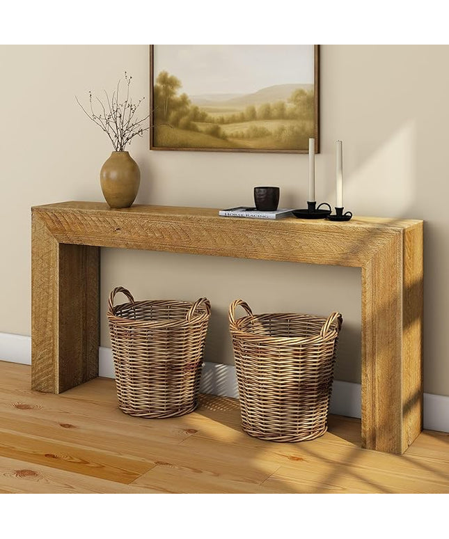 Plank+Beam 66 Inch Camden Console Table - Solid Pine Wood, Easy Assembly for Living Room or Entryway, Rustic Honey