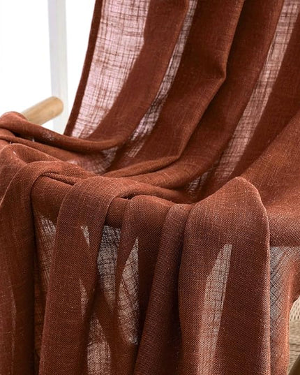 MIULEE Burnt Orange Linen Curtains 72 Inch Length 2 Panels for Bedroom Living Room, Soft Thick Linen Textured Window Drapes Semi Sheer Light Filtering Back Tab Rod Pocket Fall Decor, W37xL72