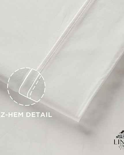 Linen Home 100% Cotton Percale Pillowcases King Size, White, 2 Pieces of Pillow Case, Crisp and Cool Strong Bed Linen, 20 inches X 40 inches