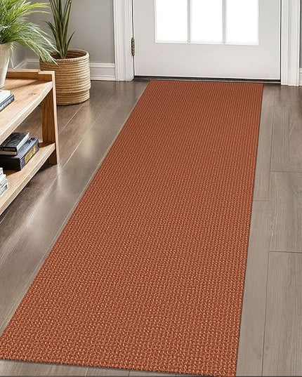 KOZYFLY Runners for Hallways 2x6 ft Washable Kitchen Runner Non Slip Rubber Backed Hall Runners Cotton Entryway Runner Rugs Floor Carpet for Indoor Backdoor Bedroom Kitchen, Orange/Tan