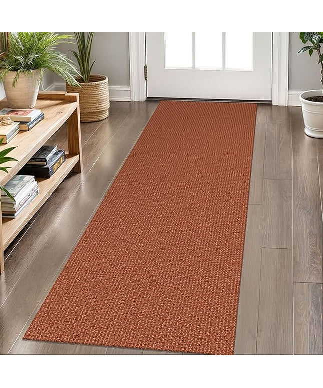 KOZYFLY Runners for Hallways 2x6 ft Washable Kitchen Runner Non Slip Rubber Backed Hall Runners Cotton Entryway Runner Rugs Floor Carpet for Indoor Backdoor Bedroom Kitchen, Orange/Tan