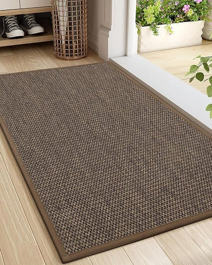 LEKEEPGO Door Mat 24"x36", Non Slip Door Mat Indoor Entrance, Rubber Backing Front Indoor Door mat Washable Absorbent Low-Profile Entryway Entry Resist Dirt Inside Door Mats, Brown