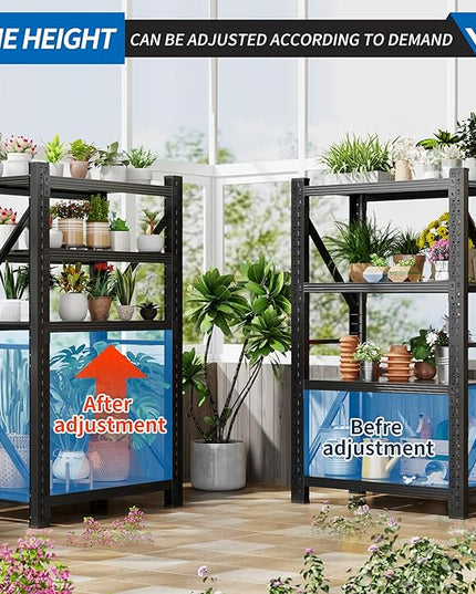 3000LBS Garage Shelving 42" W Garage Shelving Heavy Duty 4-Tier Metal Storage Shelves Adjustable Shelf Unit Storage Rack for Basement Supermarket Warehouse 42" W x 20" D x 78" H Black