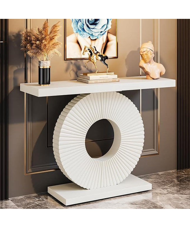 Tribesigns Modern Console Table with Geometric Base, 40 inch Wood Entryway Table Sofa Table Narrow Long, Contemporary Accent Table for Living Room, Entryway, Hallway