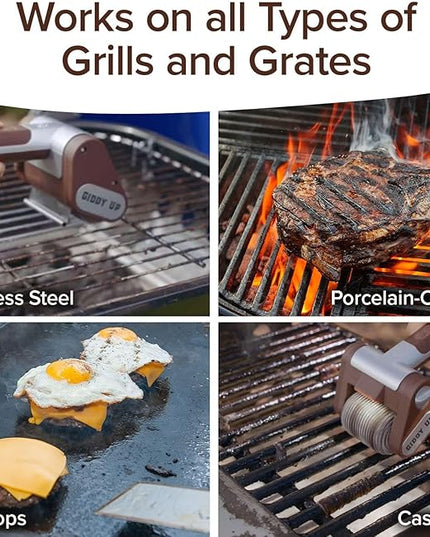 HorsePower Giddy Up Grill Cleaner AS SEEN ON TV! – Cordless, Rechargeable BBQ Tool with 350 RPM Stainless Roller, LED Light – Patents Pending – From BulbHead, a Family-Owned American Brand