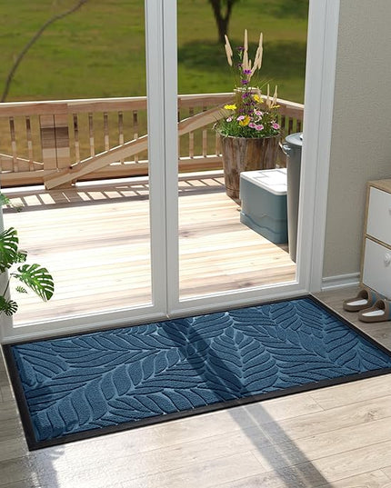 Yimobra 47x24 Large Door Mat Outdoor Indoor, All-Season Waterproof Door Mat Outside Entrance, All-Weather Non-Slip Outside Doormat for Garage Patio Entryway, Blue