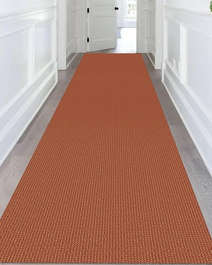 KOZYFLY Extra Long Runners for Hallways 3x14 ft Washable Kitchen Runner Non Slip Rubber Backed Hallway Rug Cotton Entryway Runner Rug Floor Carpet for Indoor Hall, Kitchen, Stair, Orange/Tan