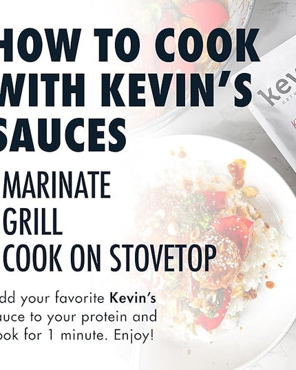 Kevin's Natural Foods Kung Pao Sauce - Keto and Paleo Simmer Stir-Fry Sauce, Gluten Free, No Preservatives, Non-GMO - 3 Pack