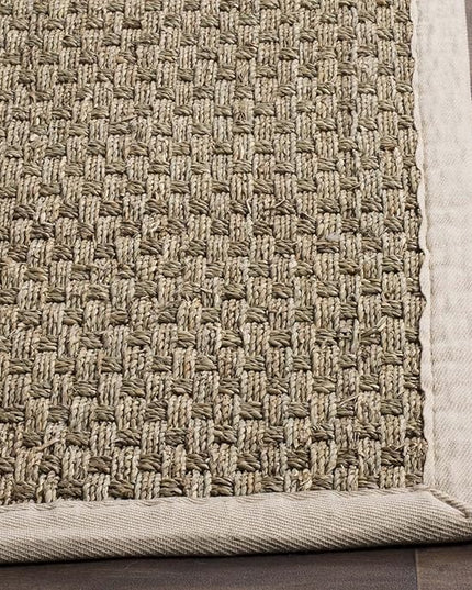 SAFAVIEH Area Rug 6x9 - Natural Fiber Collection - Natural & Ivory, Seagrass, Basketweave Pattern with Border (NF114J)