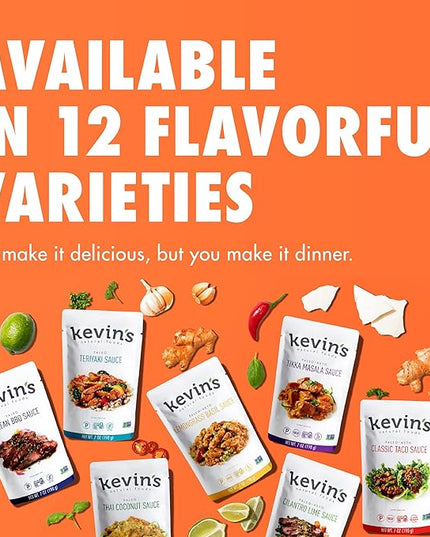 Kevin's Natural Foods Kung Pao Sauce - Keto and Paleo Simmer Stir-Fry Sauce, Gluten Free, No Preservatives, Non-GMO - 3 Pack