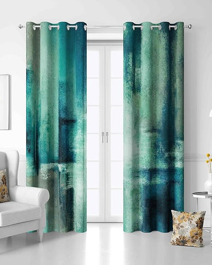 Asuexpect Teal Curtains 2 Panels Abstract Rust Curtain Room Darkening Grommet Window Treatments Modern Decorative for Bedroom Living Room, 52x84 Inches, Turquoise