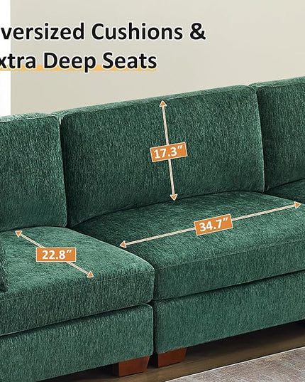 VANOMi Large Modular Sectional Sofa, Oversized Couch with Charging Station, Cloud Couch Deep Seat Sofa with Thick Cushion, Convertible Sectional Couches for Living Room Office Apartment
