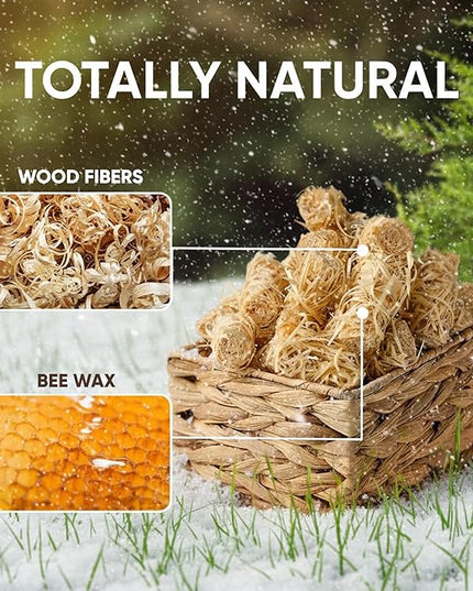 Inflame Fire Starters 70 pcs Fire Starters for Campfires, Grill, BBQ, Fireplace, Woodstove - Charcoal Starter - Waterproof, Weather-Resistant - Natural Wood Fireplace Starters