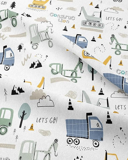 NINENINE Boys Construction Bedding Set Full, 3-Piece Kids Comforter Set for Boys, Soft Lightweight Microfiber Kids Excavator Comforter Set with 2 Pillowcases