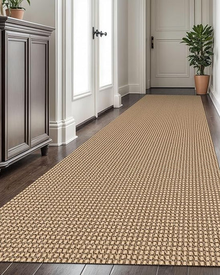 KOZYFLY Extra Long Runners for Hallways 2.6x16 ft Washable Kitchen Runner Non Slip Rubber Backed Hallway Rug Cotton Entryway Runner Rug Floor Carpet for Indoor Hall, Kitchen, Stair, Tan/Orange/Brown