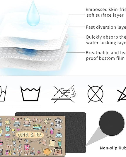 Drip Tray for Coffee Maker,Coffee Pot Mat for Countertops,Coffee Dish Drying Mat for Kitchen Counter Decor,Absorbent Reversible Microfiber Dish Drying Pad Dish Cafe Drainer Rack,pet Water Bowl Mats