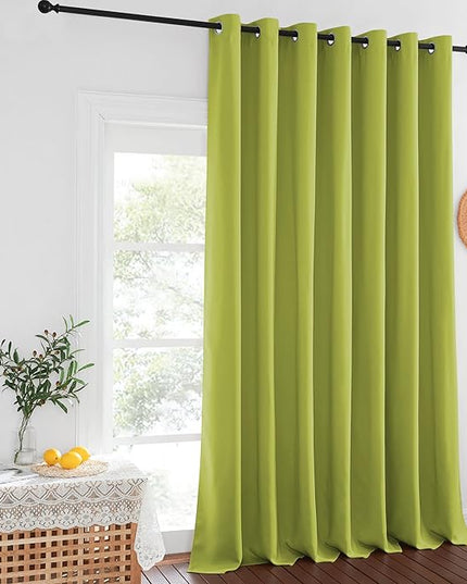 NICETOWN Fresh Green Blackout Curtains for Bedroom/Living Room 132 Inch Length - Thermal Insulated Room Darkening Grommet Top Window Curtains (100 by 132 - Inch, 1 Panel)