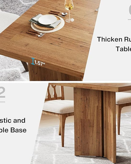 Tribesigns 63-inch Dining Table for 4-6, Farmhouse Kitchen Table with Large Tabletop, Rectangular Dinner Eating Table for Dining Room, Living Room, Kitchen