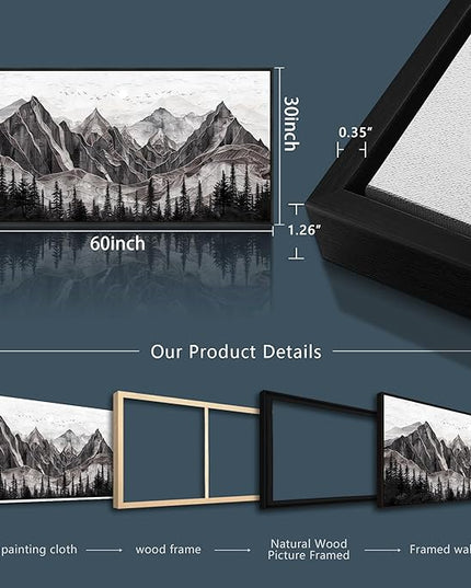 XIGUANGART Large Abstract Mountain Wall Art Farmhouse Canvas Art Print Painting Forest Nature Wall Decor Watercolour Modern Landscape Picture for Living Room Bedroom Office Decorations Framed Artwork