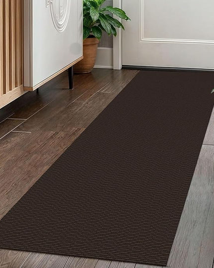 KOZYFLY Washable Runner Rug 2x5 Ft Runners for Hallways Rubber Backed Throw Rug, Braided Cotton Entryway Runner Indoor, Carpet Runners for Hallway Kitchen Entryway Bedroom, Dark Coffee/Brown