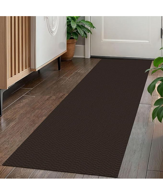 KOZYFLY Washable Runner Rug 2x5 Ft Runners for Hallways Rubber Backed Throw Rug, Braided Cotton Entryway Runner Indoor, Carpet Runners for Hallway Kitchen Entryway Bedroom, Dark Coffee/Brown