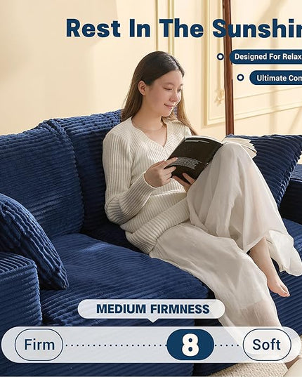 74.8” Cloud Couch, Modular Loveseat Sofa, Convertible Sofas Bed, Deep Seat Sofa, Cozy Sofa for Living Room, Office and Bedroom, Corduroy, Blue