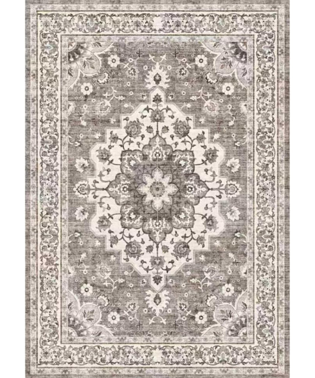 Washable 5x5 Rug Square - Ultra Soft Living Room Area Rug Under Sofa Non-Slip Rugs for Bedroom Dining Room - Stain Resistant Farmhouse Decor for Family with Pets & Kids (Beige, 5x5)