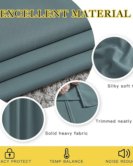 NICETOWN Greyish Blue Kitchen Window Curtains Over Sink - Window Treatment Thermal Insulated Grommet Light Blocking Curtains & Drapes for Bedroom/Bathroom, 2 Panels, W34 x L50