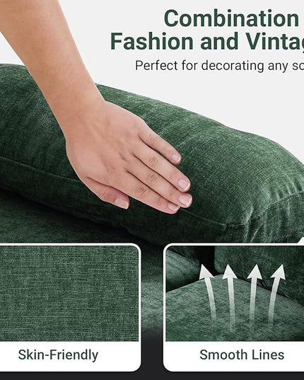 VINGLI 110" Sectional Couches for Living Room,U Shaped Couch with Double Chaise, 4-Seat Sofa Set with Chenille Fabric for Home Furniture,Forest Green