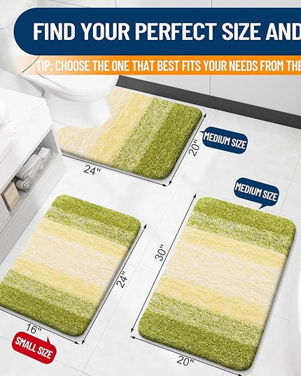 OLANLY Bathroom Rug Set 2 Piece, Soft Absorbent Microfiber Bath Mats and U-Shaped Contour Toilet Rug, Non-Slip, Machine Wash Dry, Plush Shaggy Bath Mats for Bathroom (30"x20"+24"x20", Olive Green)