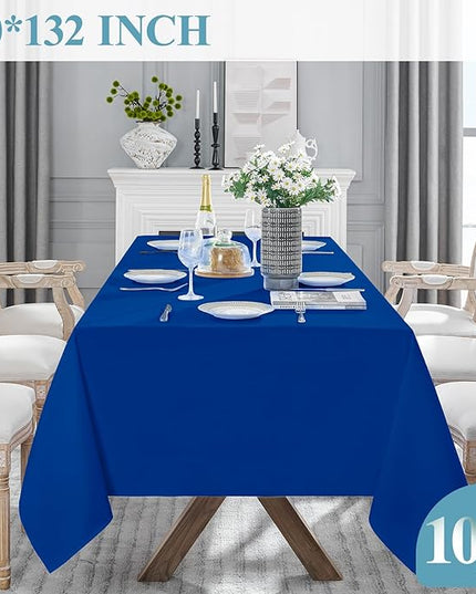 VidaFete Tablecloth 10 Pack 90*132inch Rectangle Table Cloth Polyester, Stain Wrinkle Resistant Polyester Dining Table Cover for Kitchen Dinning Party Wedding Rectangular Buffet Decoration(Royal Blue)