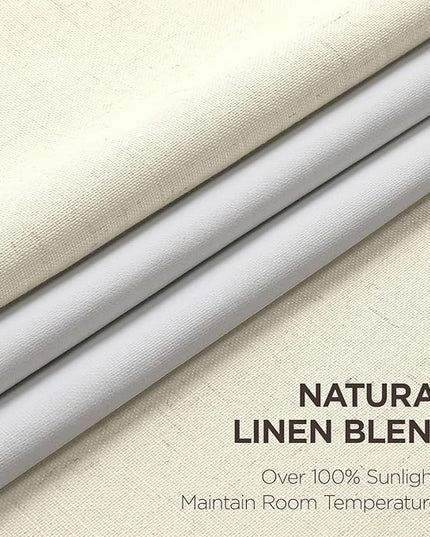 Joydeco Pinch Pleated Linen Curtains Darkening Drapes for Bedroom, 100% Blackout Drapes 96 inches Long 2 Panels Heat Blocking Curtains(Linen,40'' Wx96'' L)