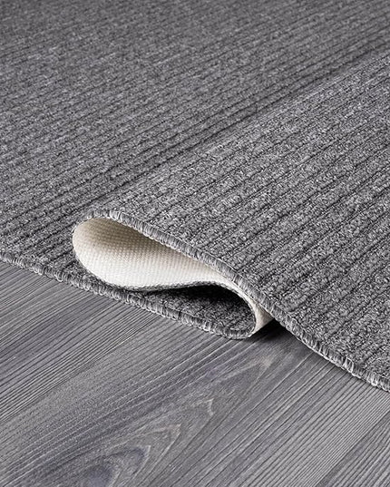 Beverly Rug Non-Slip Modern Rug 3x5 Solid Traditional Rubber Backing Machine Washable Soft Thin Indoor Area Rugs for Living Room Stain Resistant Non Shedding Casual Carpet (3 x 5 Gray)